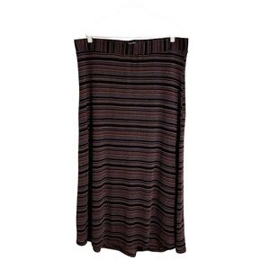 Roz & Ali dark stripes knit stretchy waistband fall autumn colors maxi skirt 2X